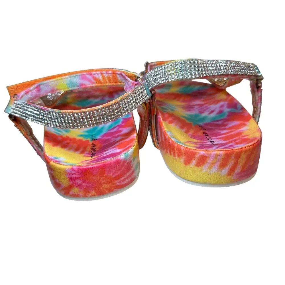 Madden Girl MRoyal Rainbow Tie Dye Rhinestone Bling Strap Scandals Girls Size 1